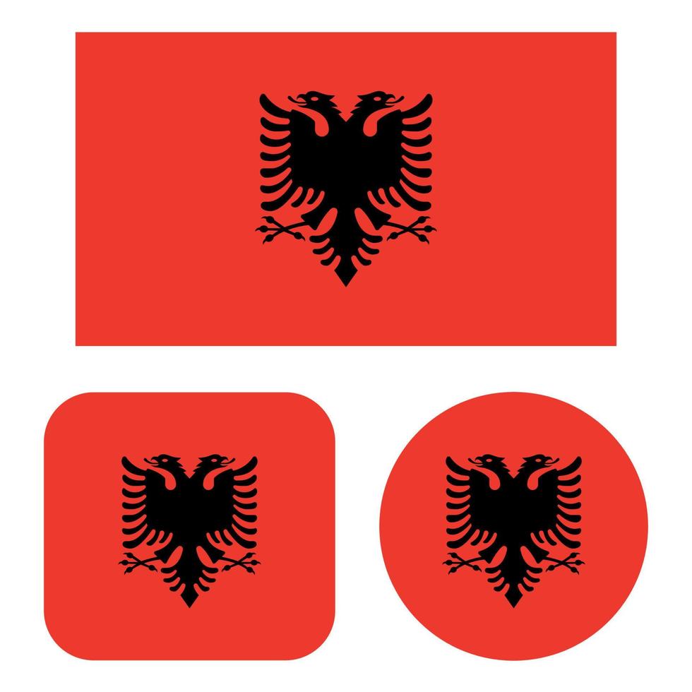 Albania bandera en rectángulo cuadrado y circulo vector