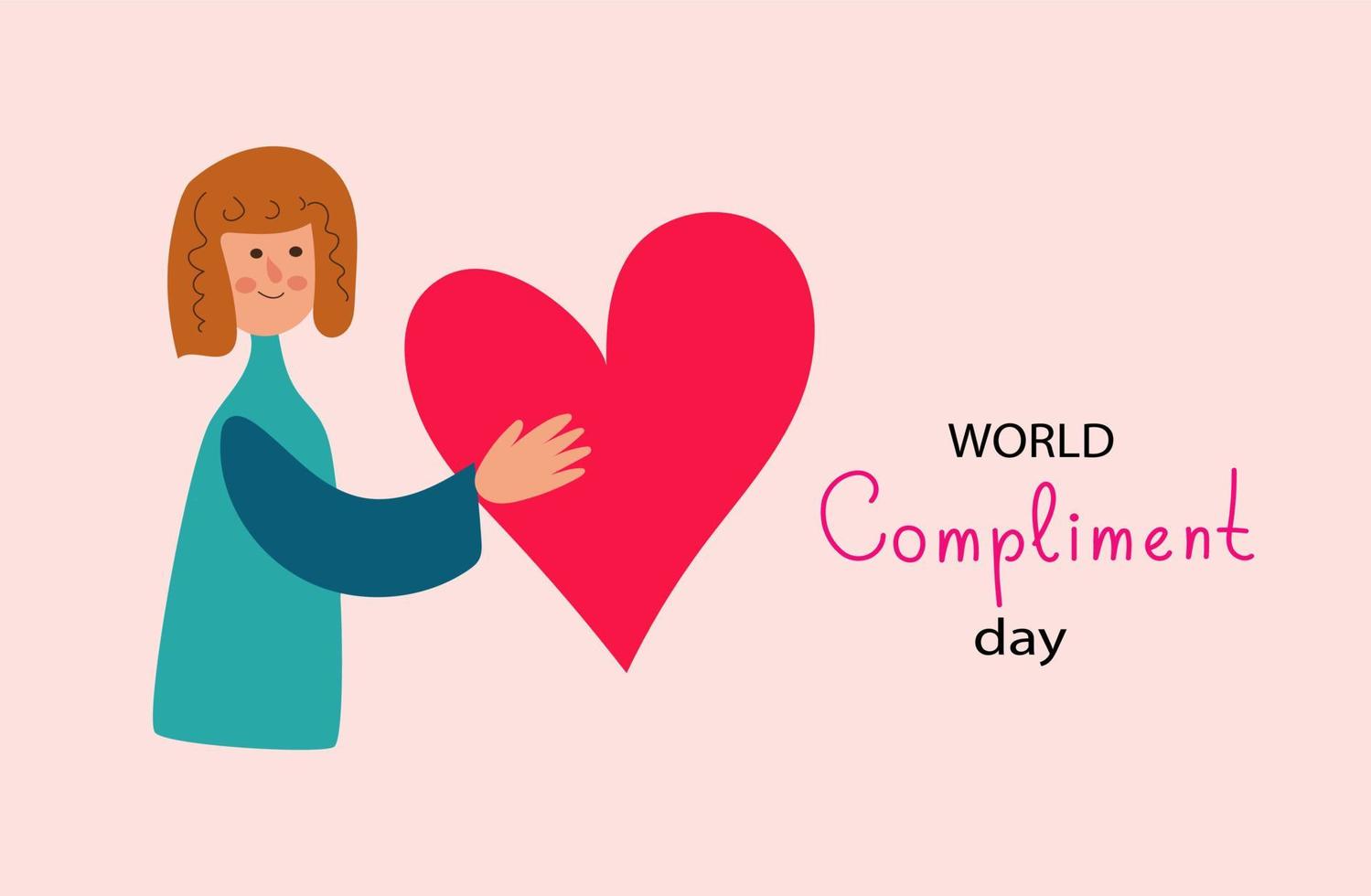 Young woman holds a heart in his hands, compliment day vector