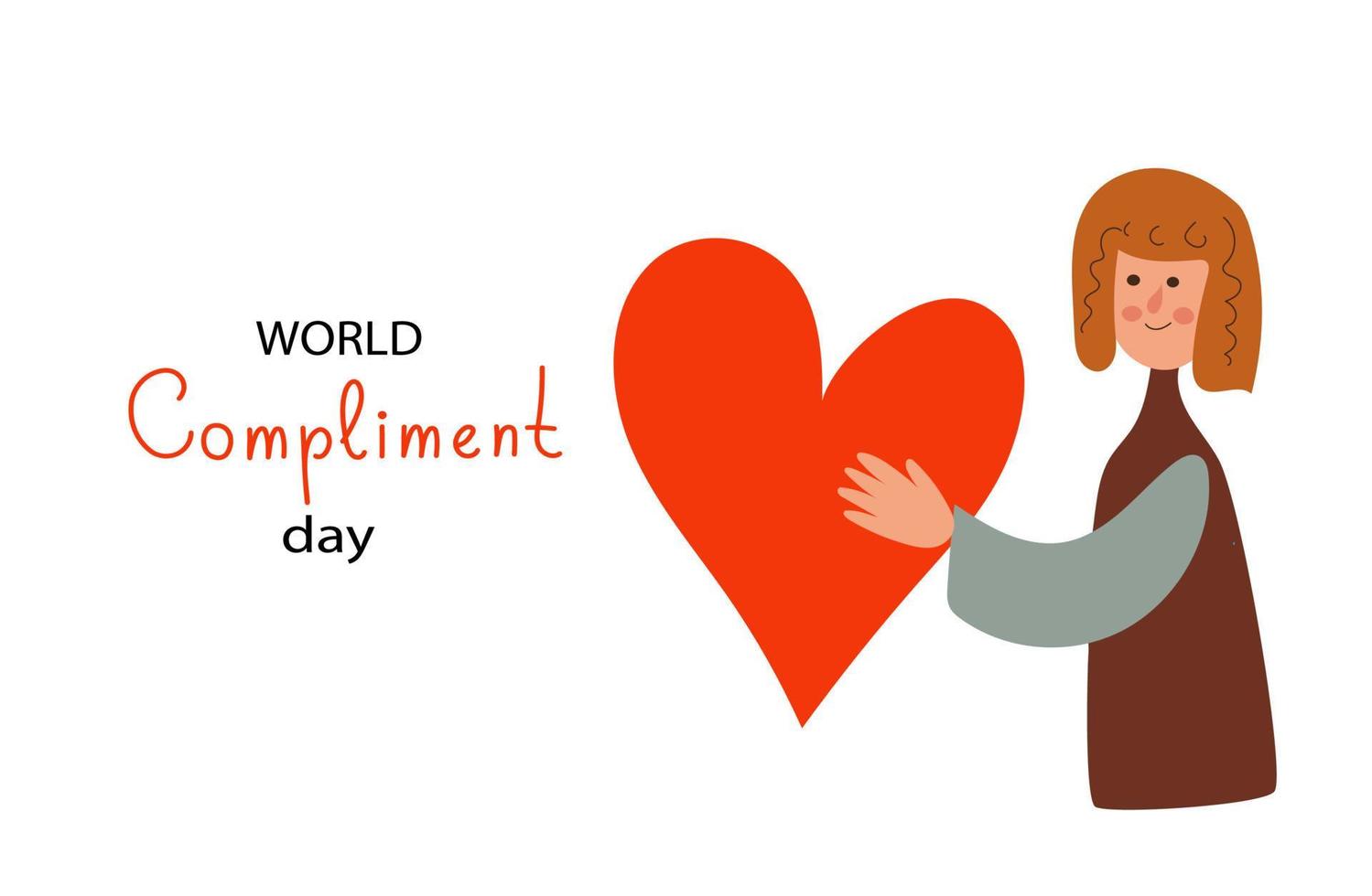 Young woman holds a heart in his hands, compliment day vector