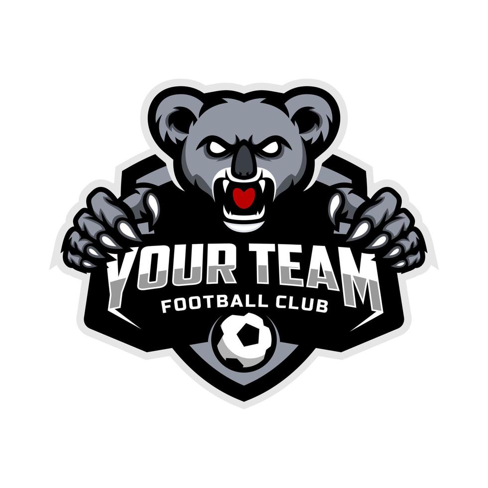 koala mascot for a football team logo. school, college or league. Vector illustration.