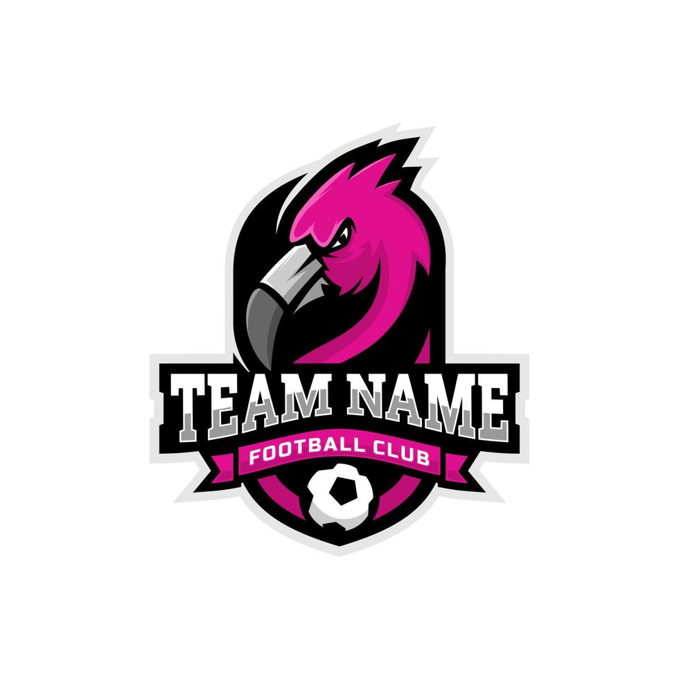 Flamingo mascot for a football team logo. Vector illutration.