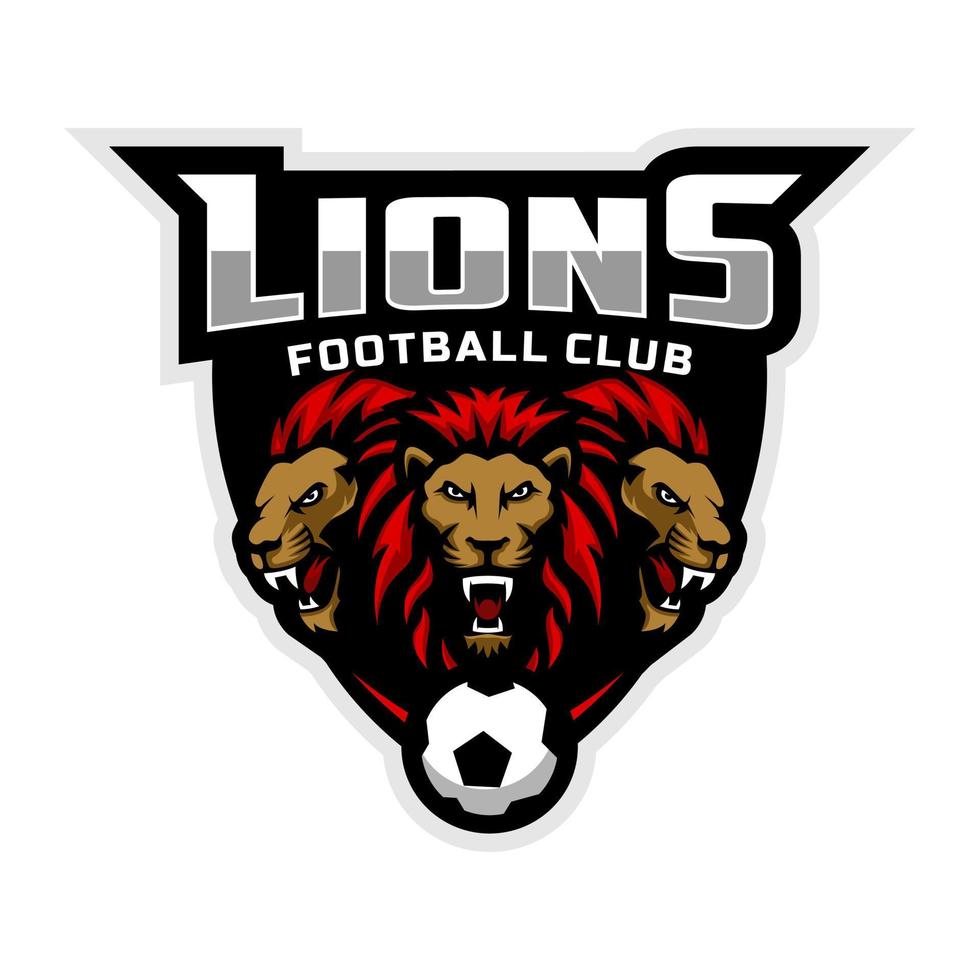 Tres leones mascota para un fútbol americano equipo logo. escuela, Universidad o liga. vector ilustración.