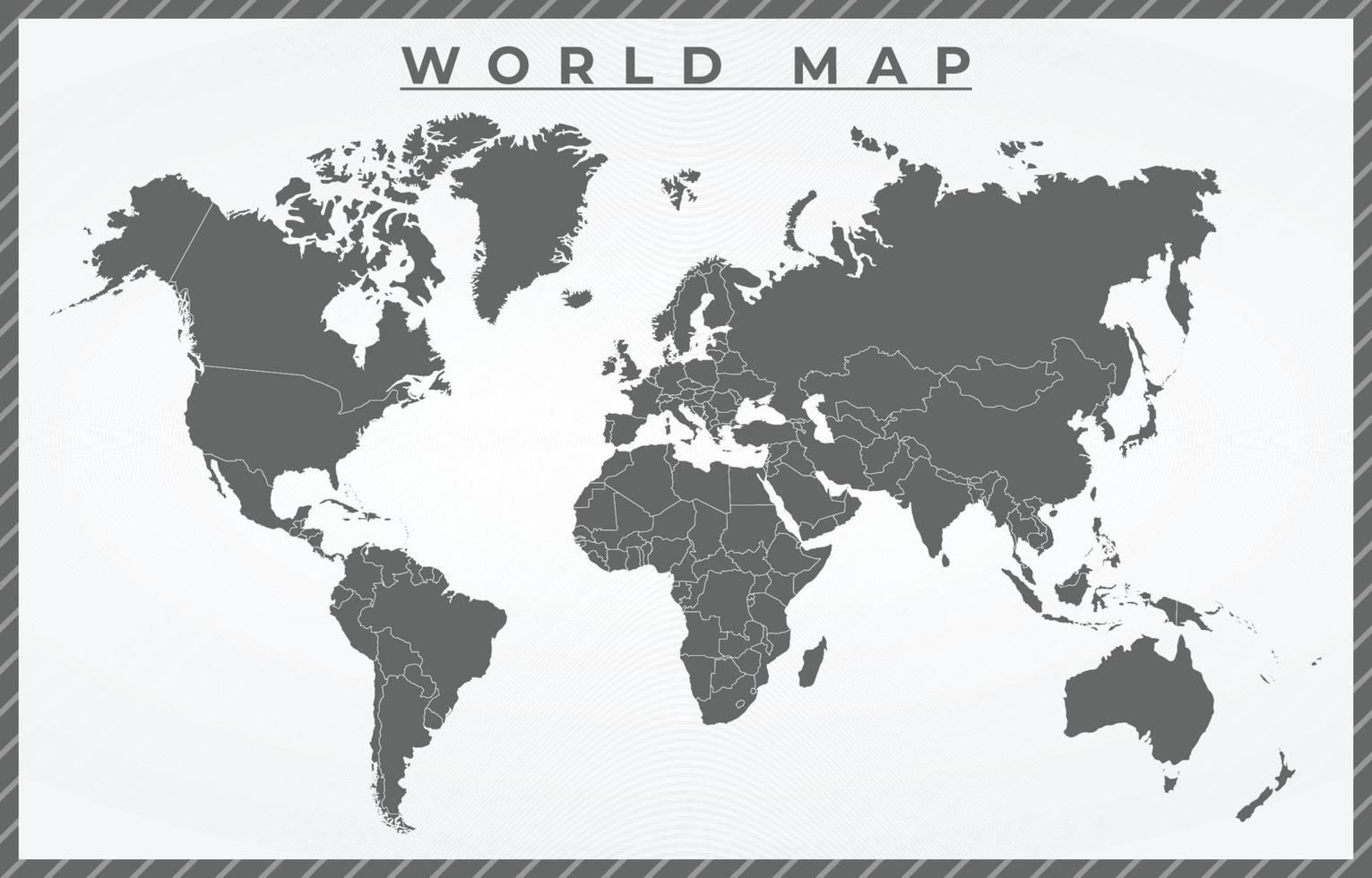 Featureless Black and White Map of the World vector