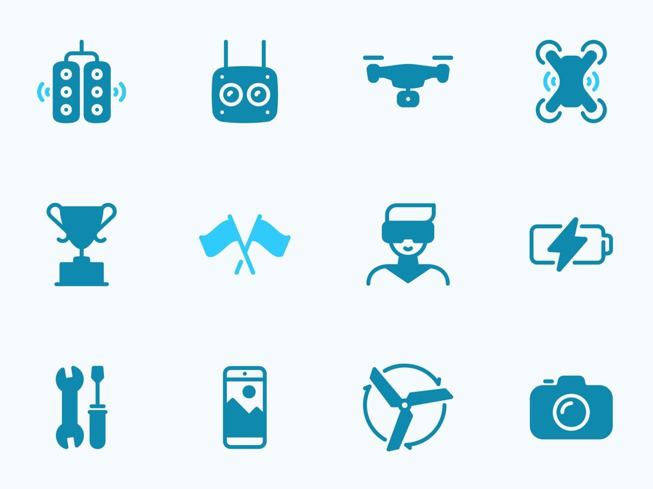 Simple vector icon on a theme quadcopter, shooting, competition and control