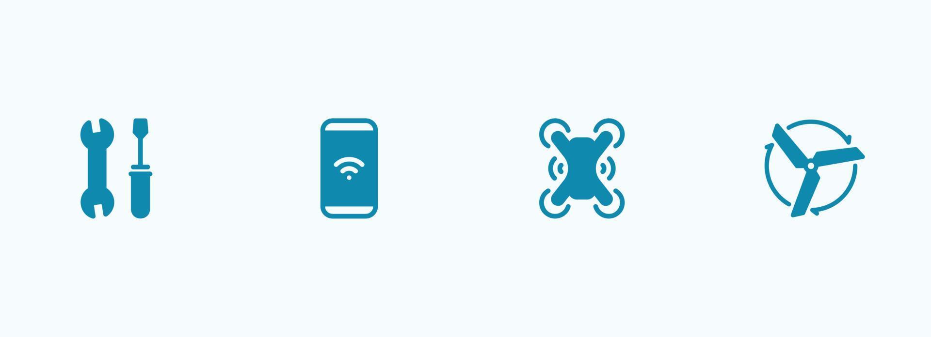Simple vector icon on a theme drone, quadcopter