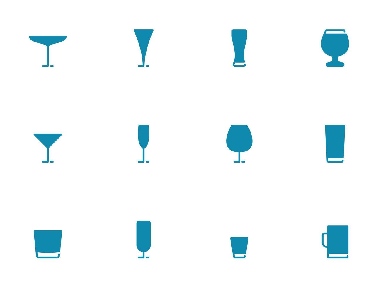 Simple vector icon on a theme glasses for drinks and alcohol