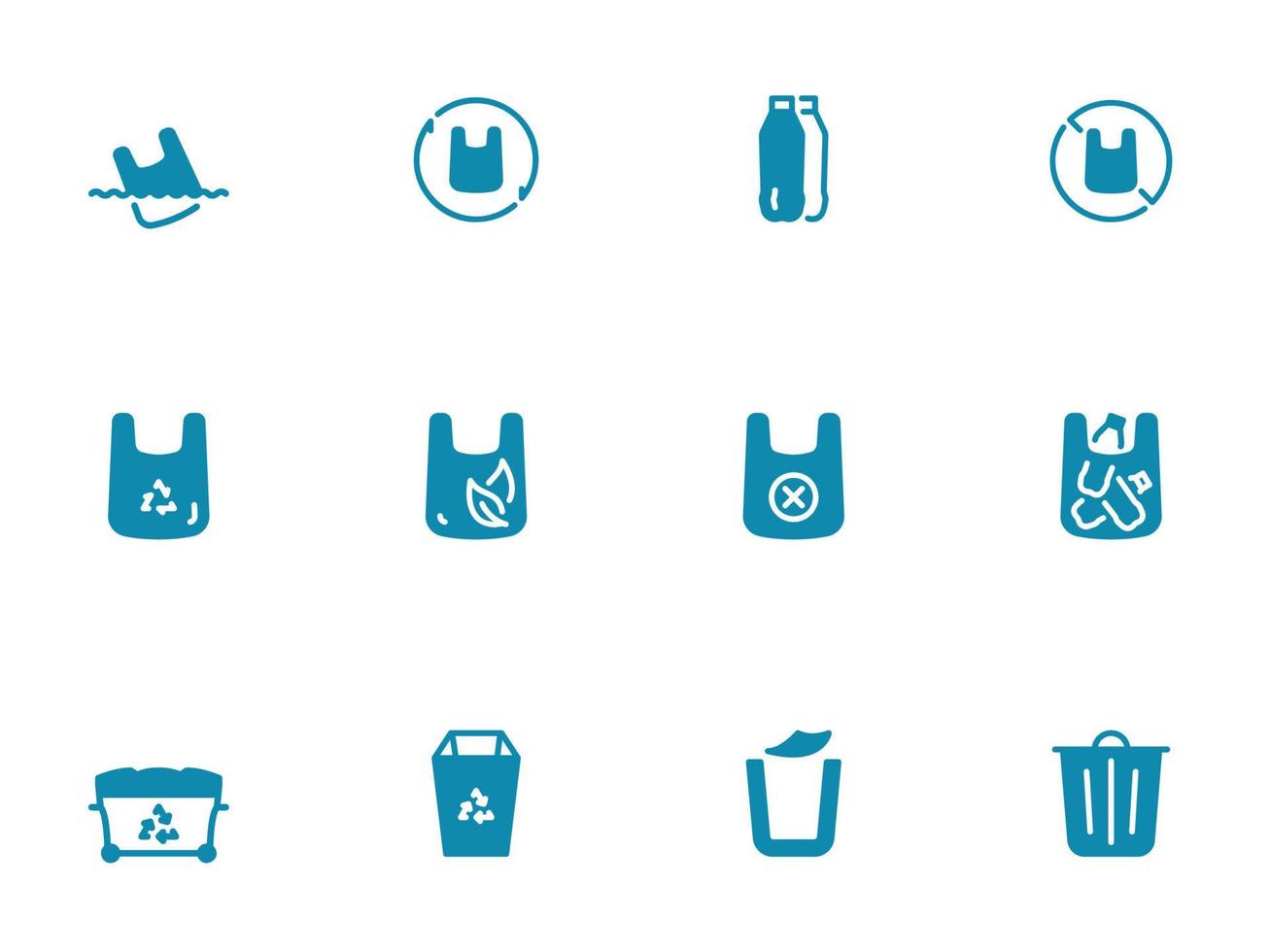 Simple vector icon on a theme plastic waste recycling