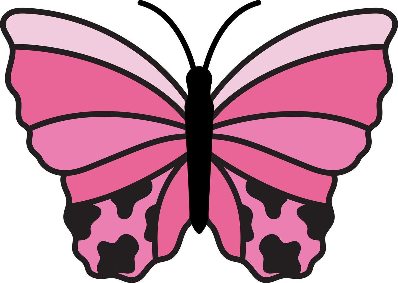 groovy sticker pink flat butterfly, style vector illustration y2k
