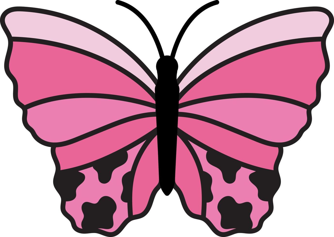 groovy sticker pink flat butterfly, style vector illustration y2k