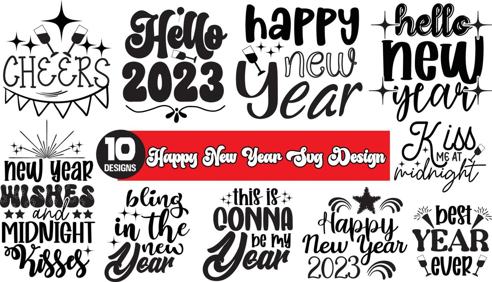 contento nuevo año svg diseño vector