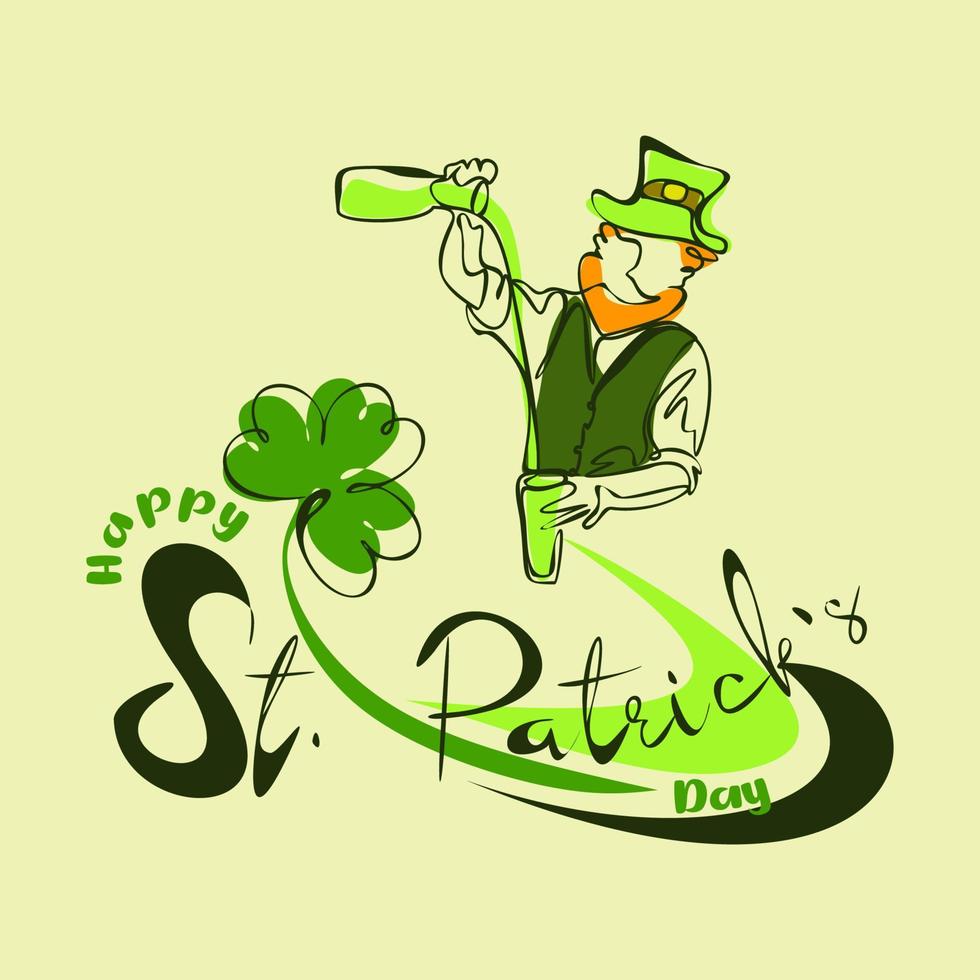 Happy St. Patricks Day handwritten lettering quote for postcards, banners, invitation, posters, t-shirts. Vector illustration