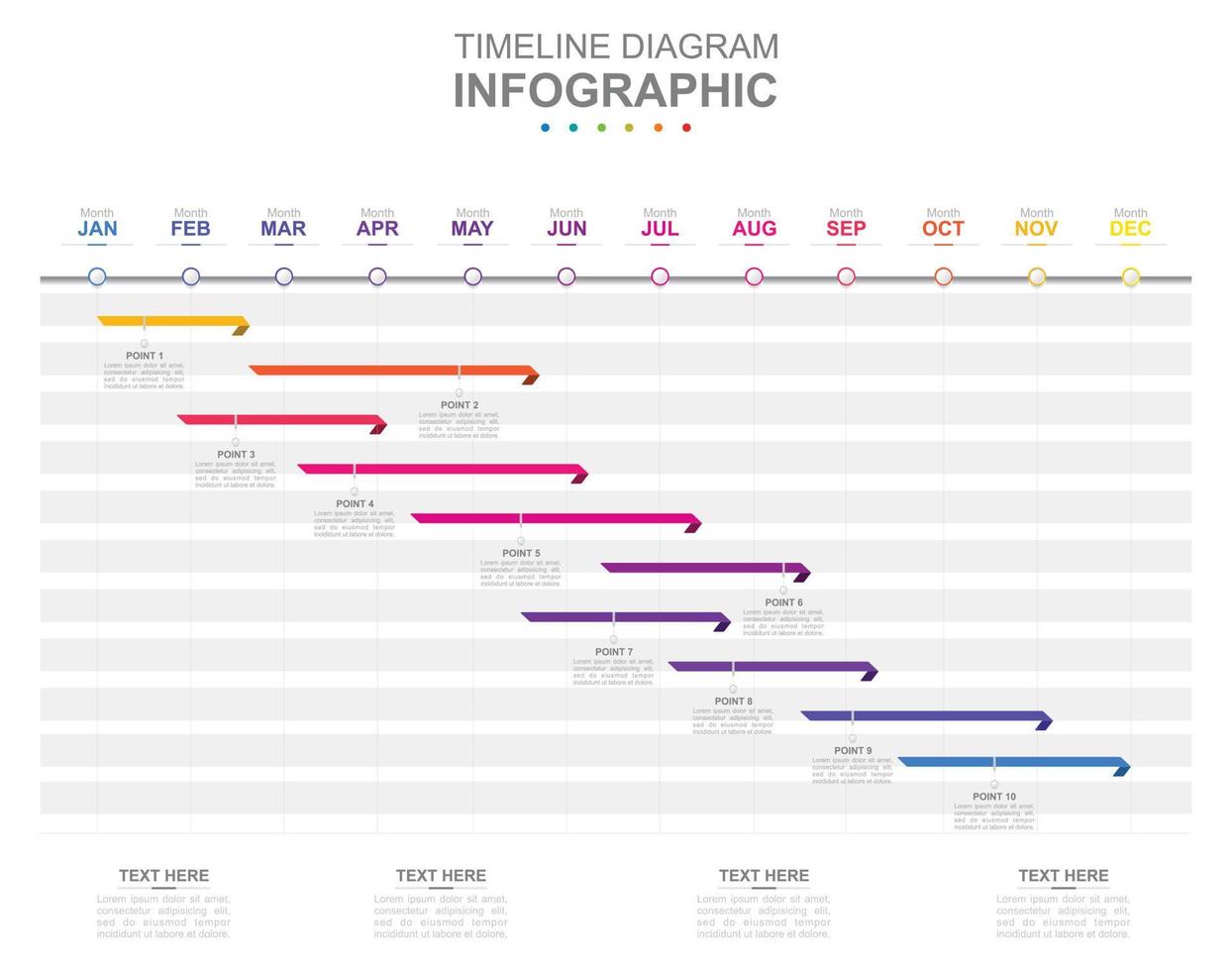 Infographic business template. 12 Months modern Timeline diagram calendar with 7 Topics. Concept presentation. vector