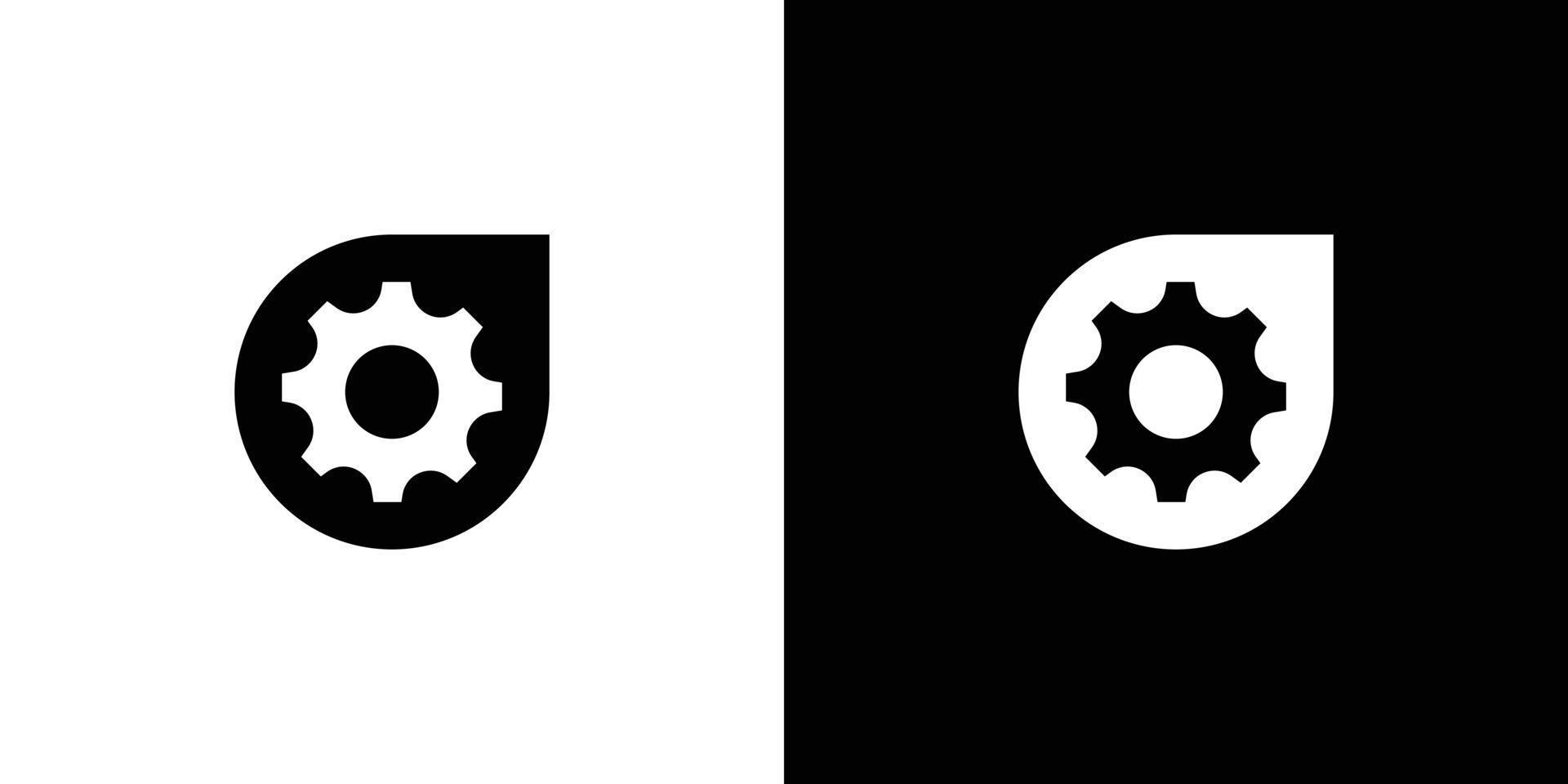 Gear logo design on black and white background vector