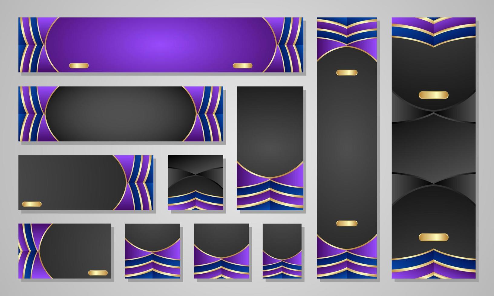 Set of banners with space for text. Abstract purple backgrounds, Advertising, Social media templates with Vertical, Horizontal and Square. vector