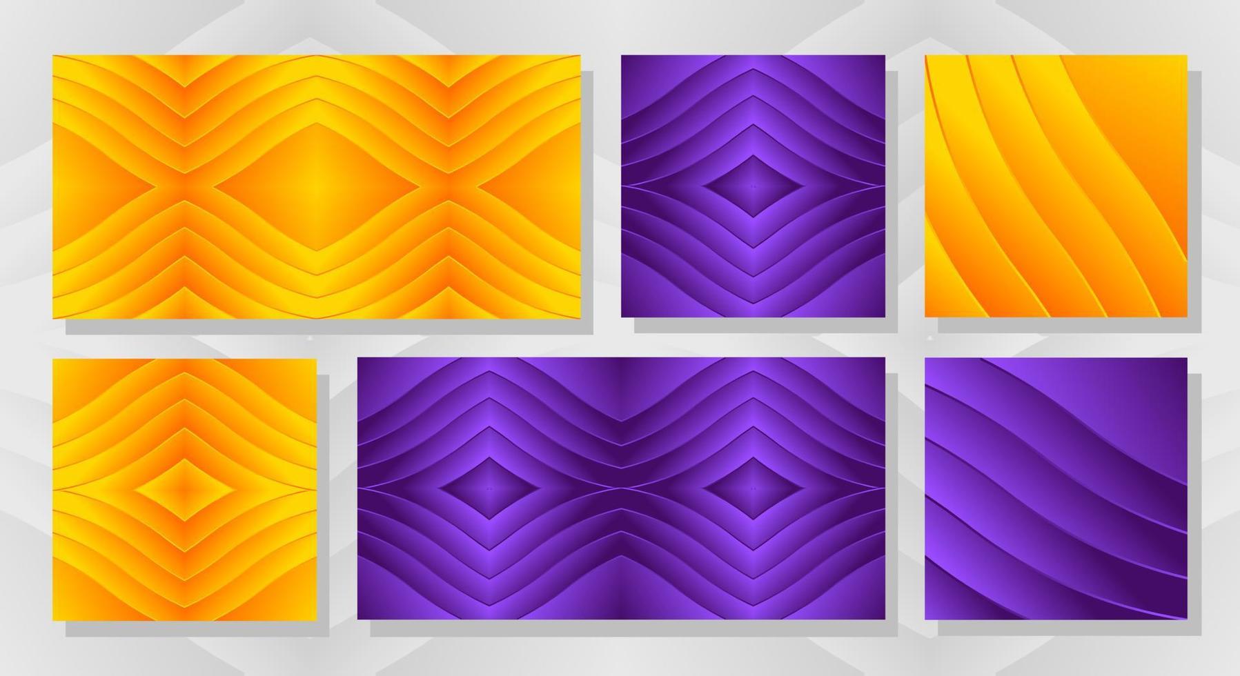 Set of backgrounds with Yellow and Purple patterns. Luxury template design. cover, banner, poster. Vertical, horizontal and square template. Vector illustration. eps 10