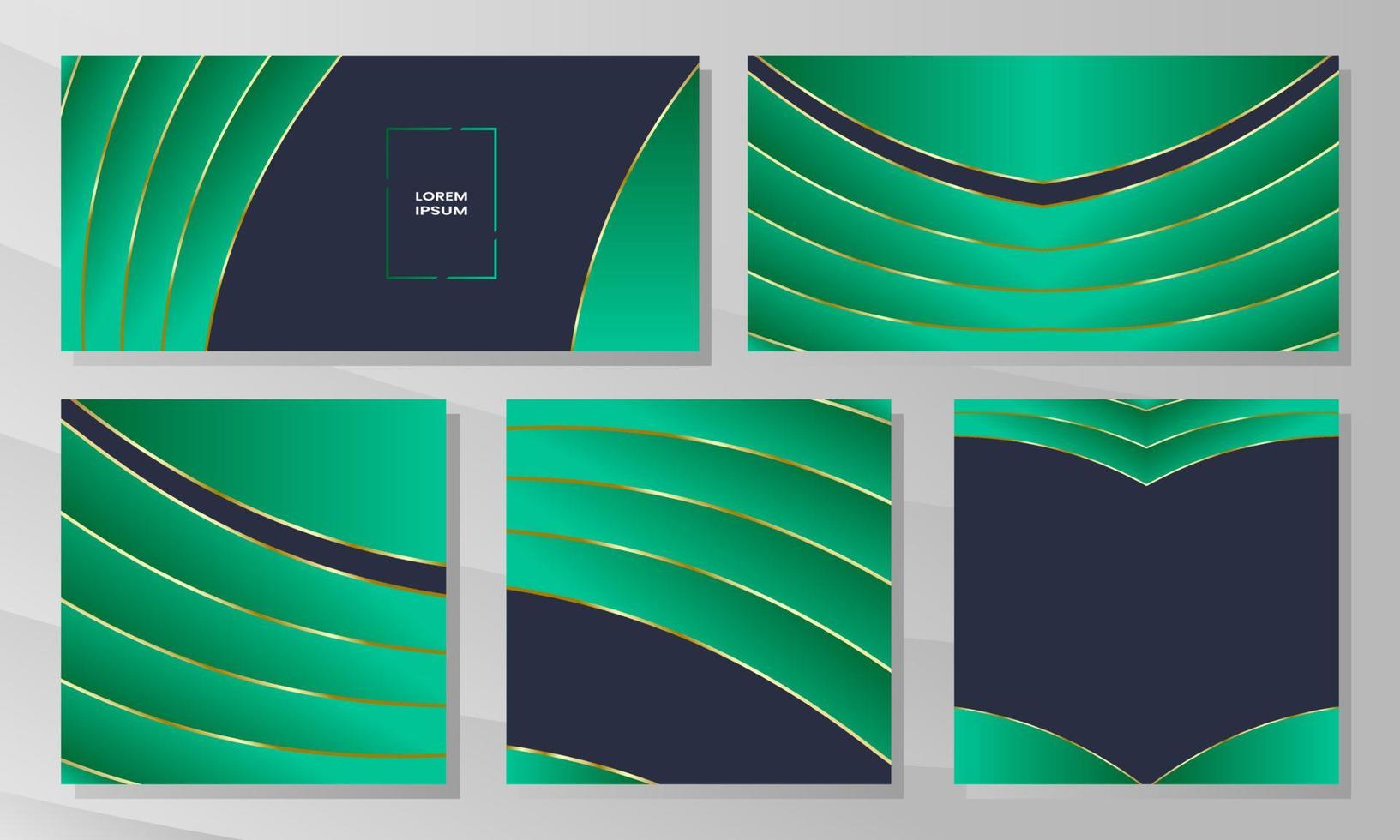 Set of business card templates. cover, banner, poster. Green background, Vertical, horizontal and square template. Vector illustration. eps 10.