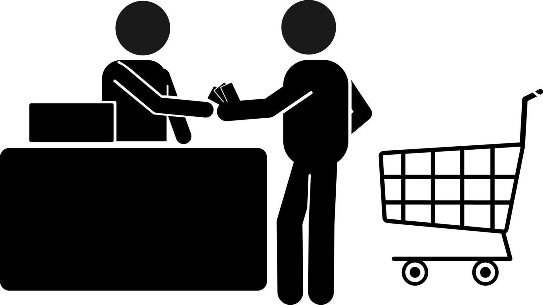 shopping. online shopping. cashier. queue. courier. package. market vector