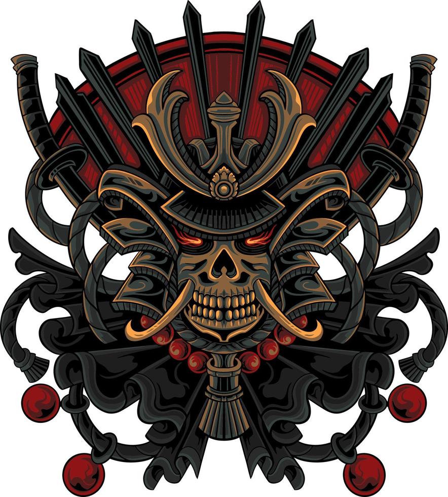 Japanese samurai shogun masks vector