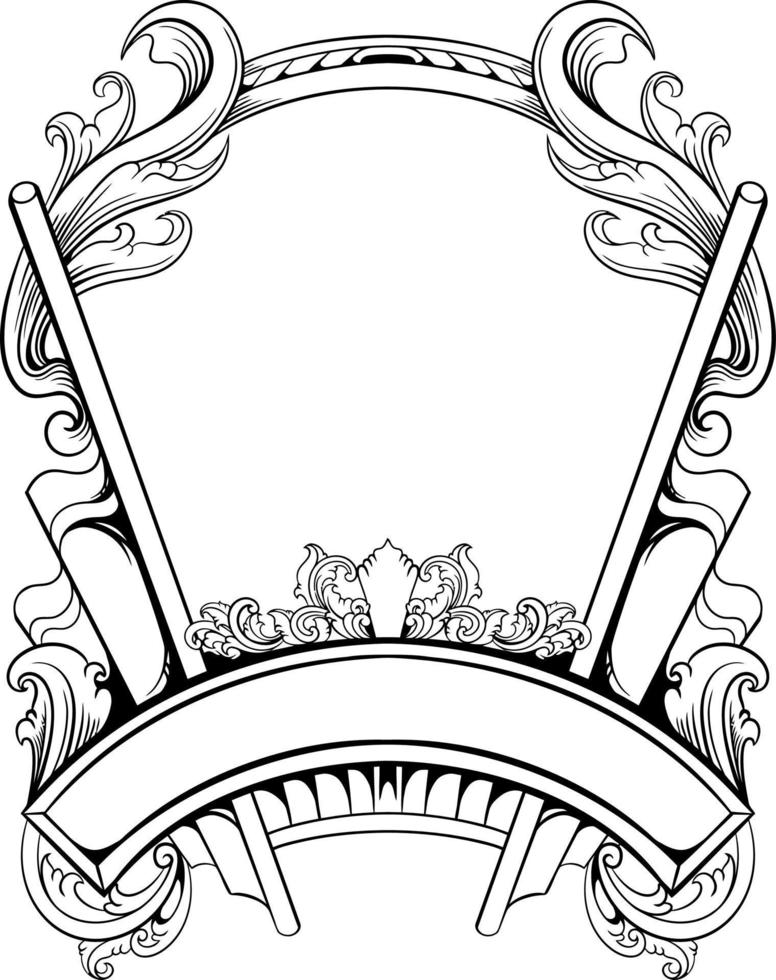 vector black and white engraved frame sketch design