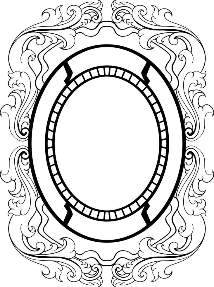 vector black and white engraved frame sketch design