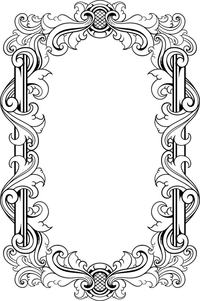 vector black and white engraved frame sketch design