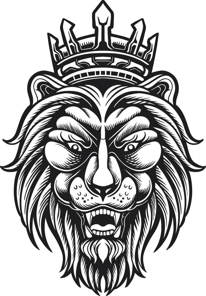 león Rey logo línea Arte vector