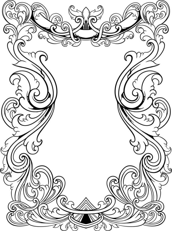 vector black and white engraved frame sketch design