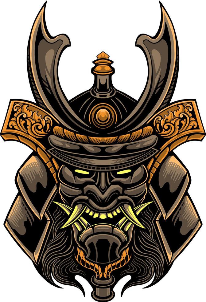 Japanese samurai shogun masks vector