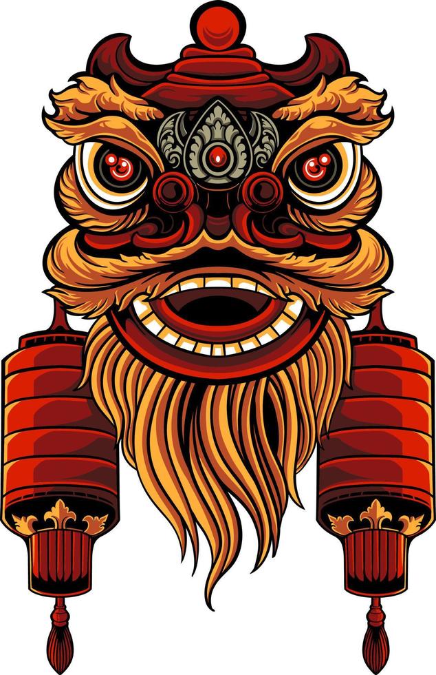 vector lion dance illustration