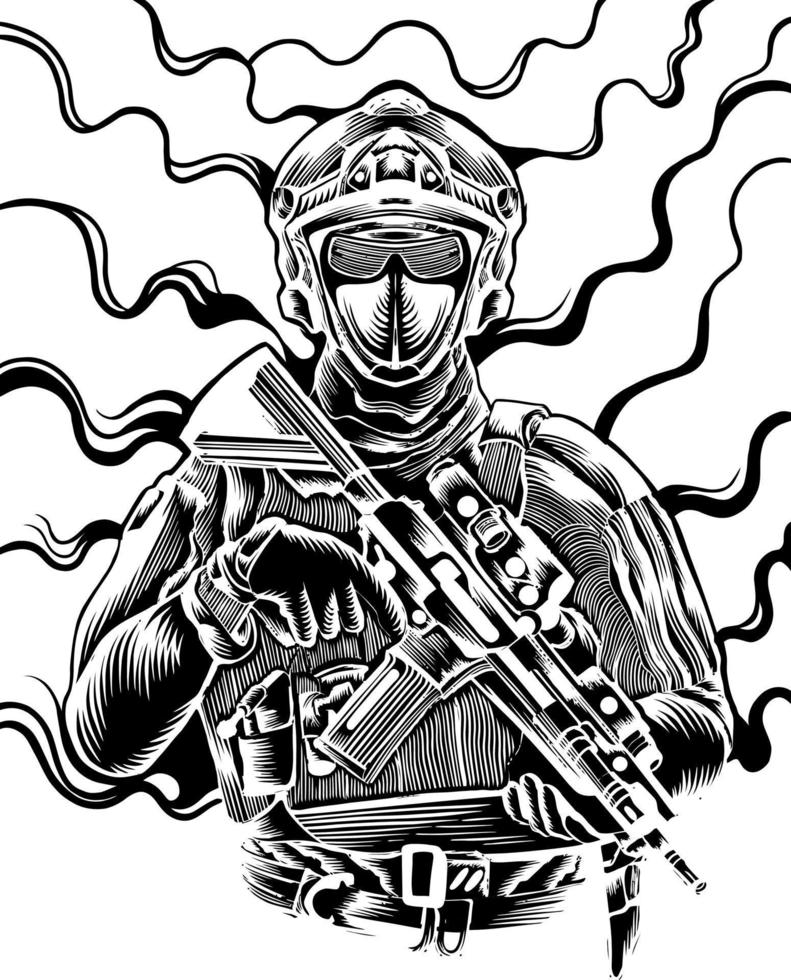 war hero line art vector