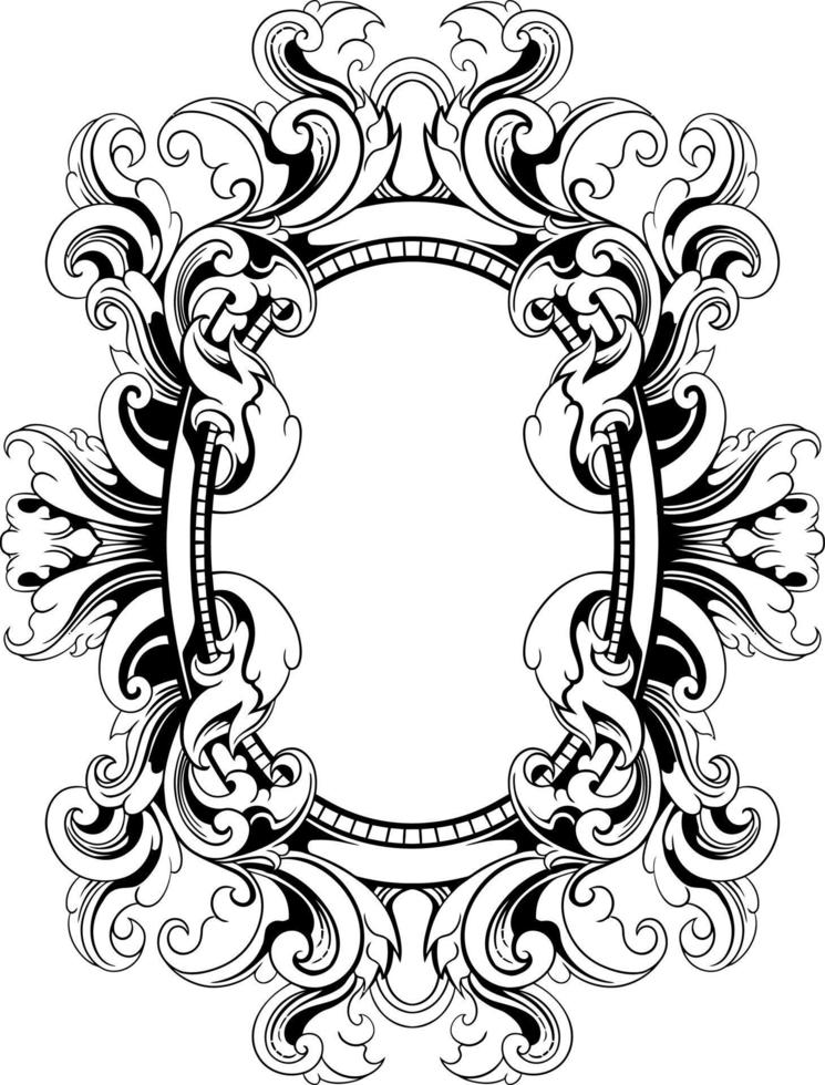 vector black and white engraved frame sketch design