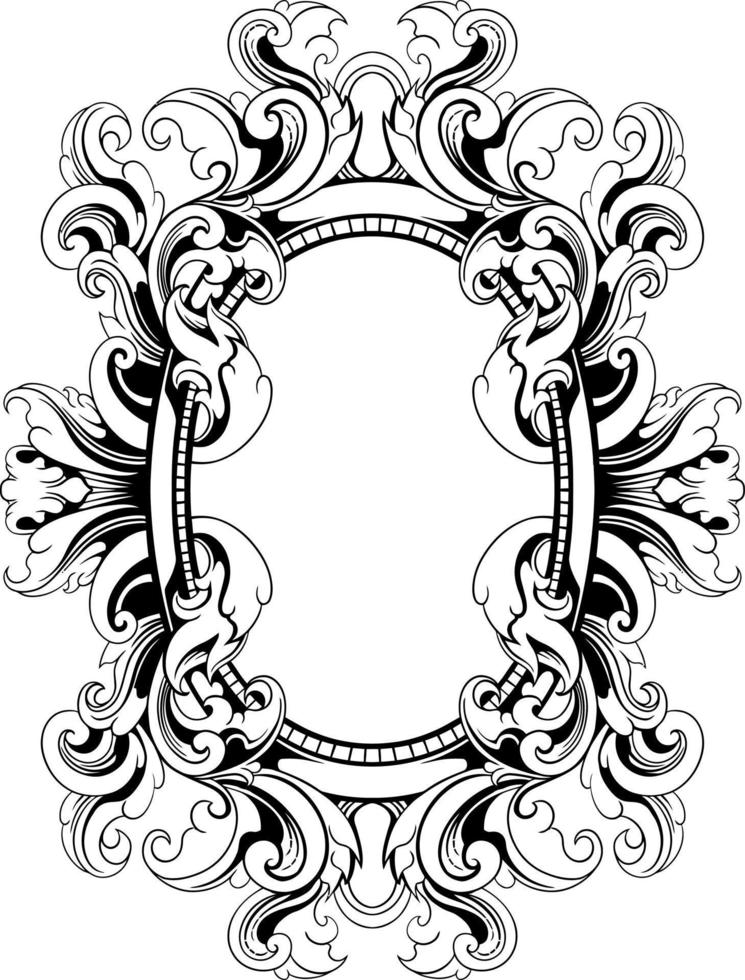 vector black and white engraved frame sketch design