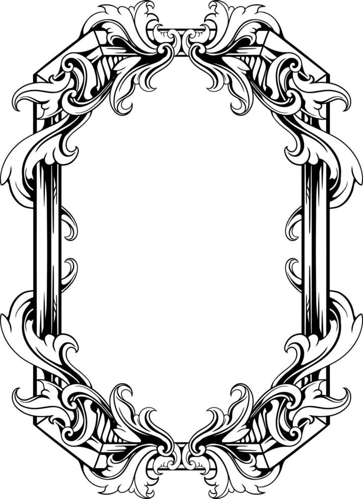 vector black and white engraved frame sketch design