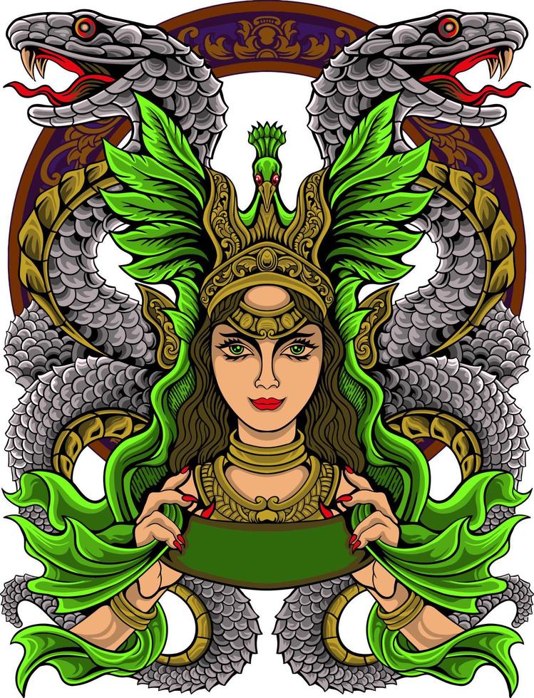 snake goddess design vector