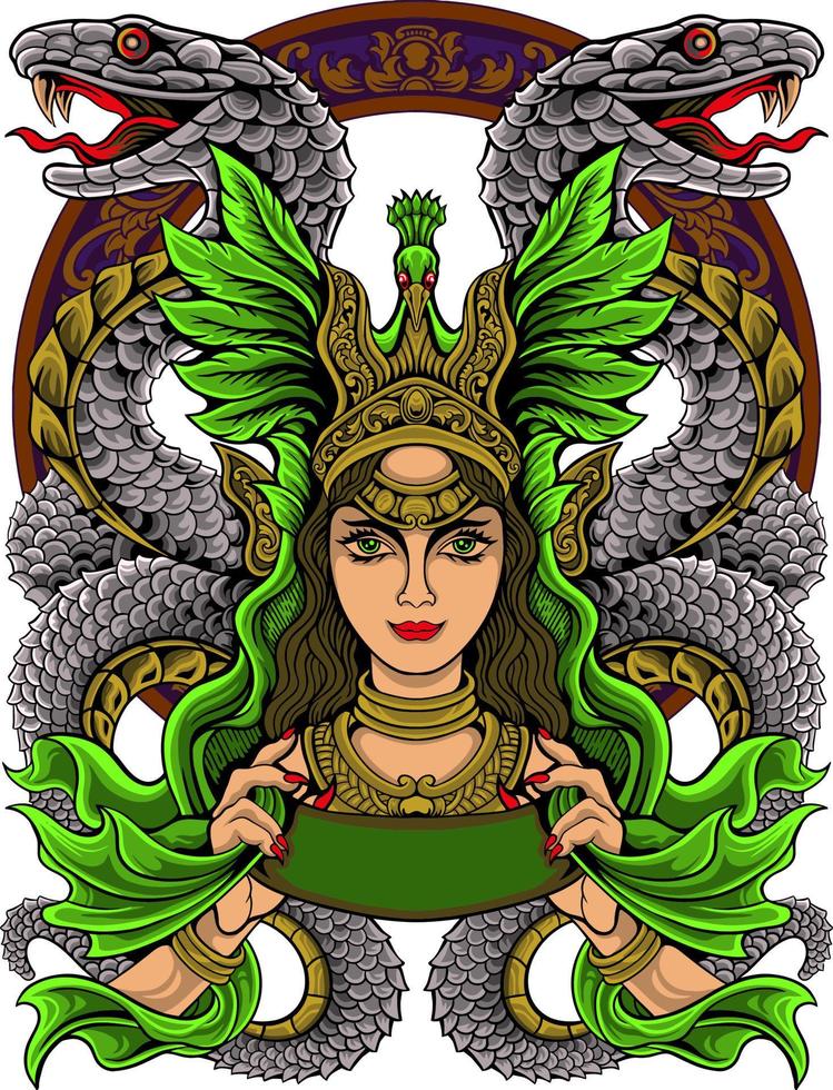 snake goddess design vector