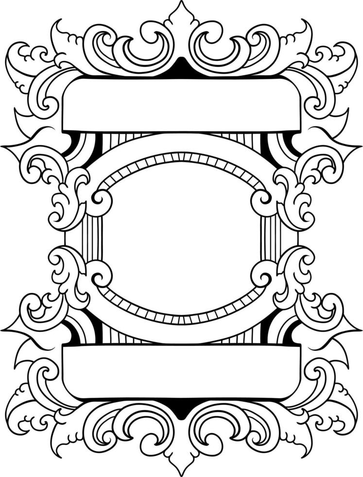 vector black and white engraved frame sketch design