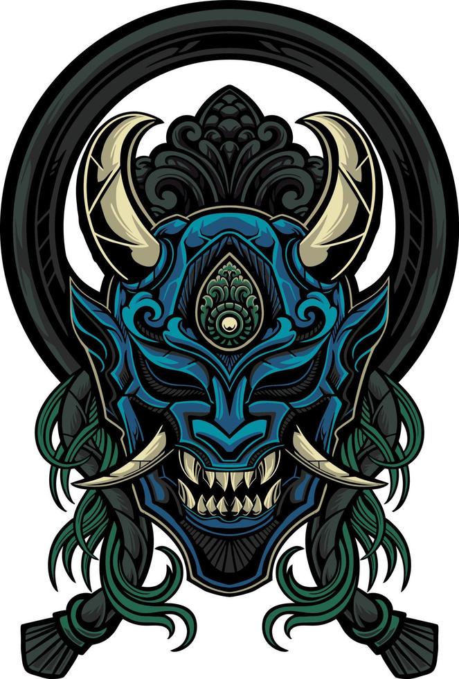 Japanese samurai shogun masks vector