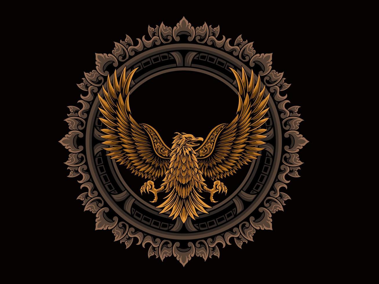 classic style eagle vector design, color editable