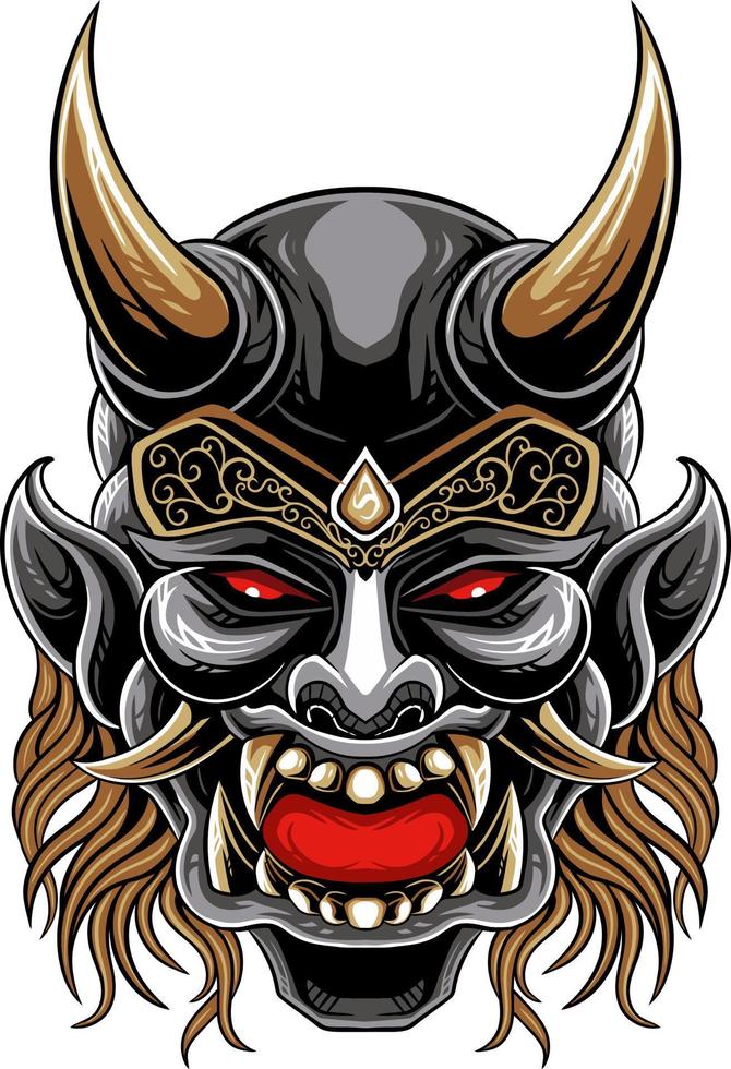 Japanese samurai shogun masks vector