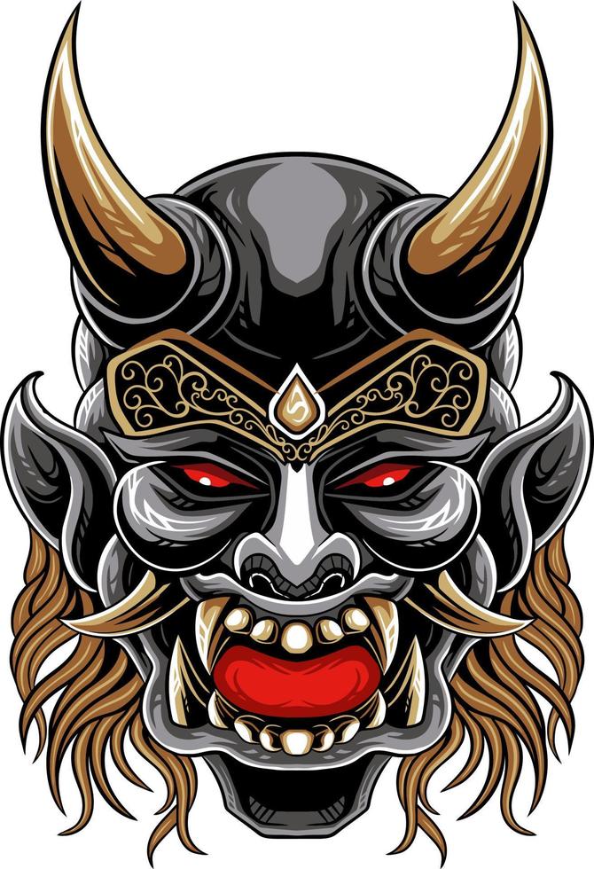 Japanese samurai shogun masks vector