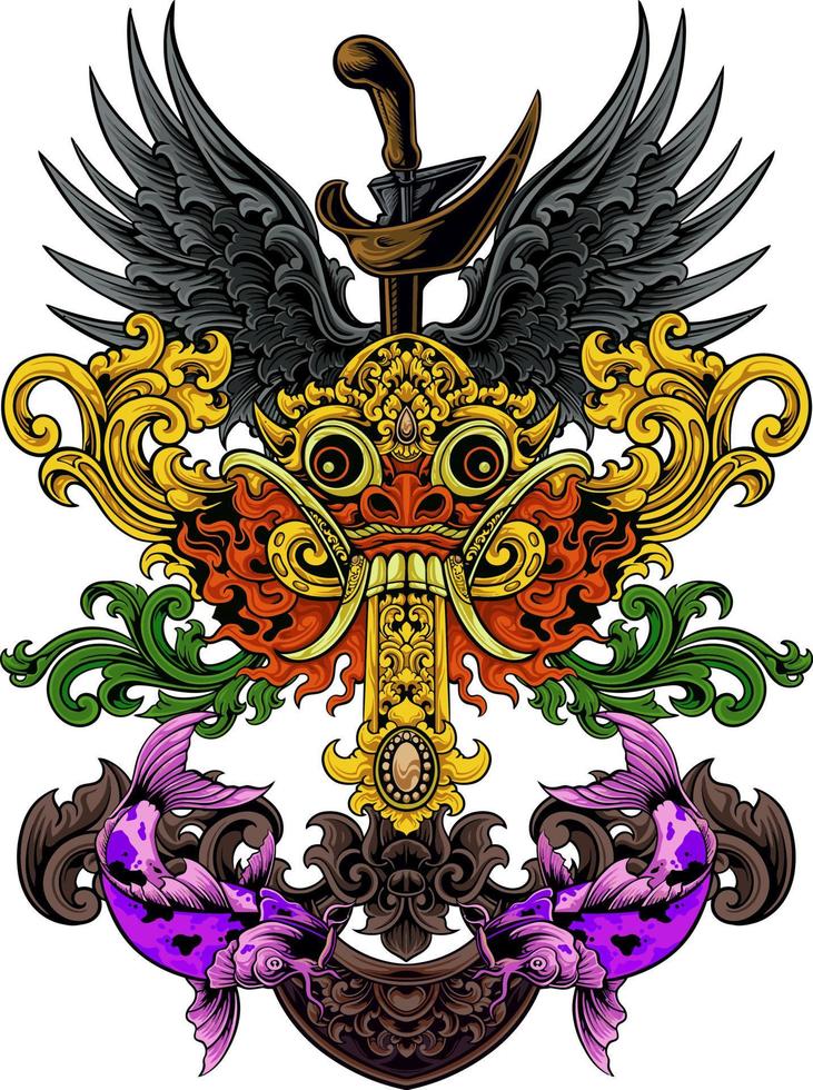 barong bali design vector