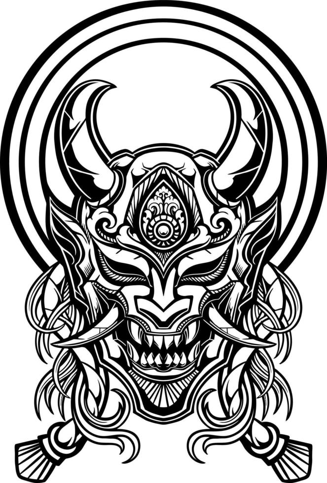 Japanese samurai shogun masks vector