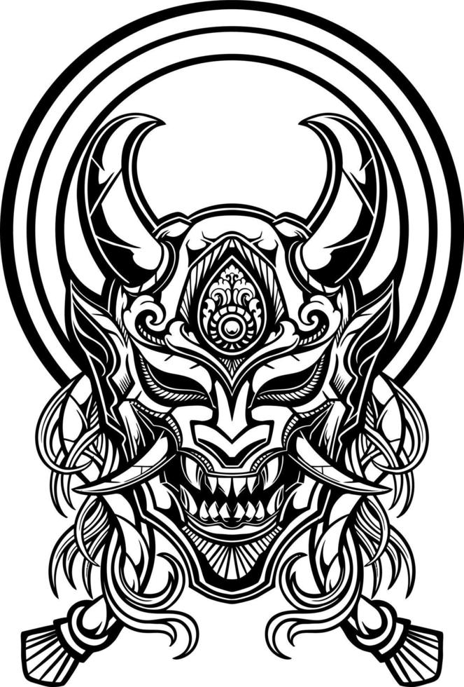 Japanese samurai shogun masks vector