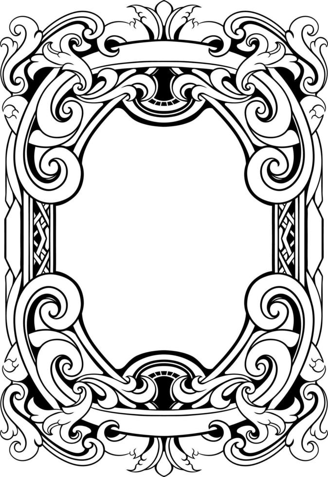 vector black and white engraved frame sketch design