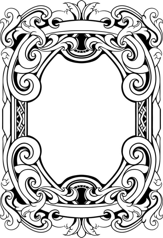 vector black and white engraved frame sketch design