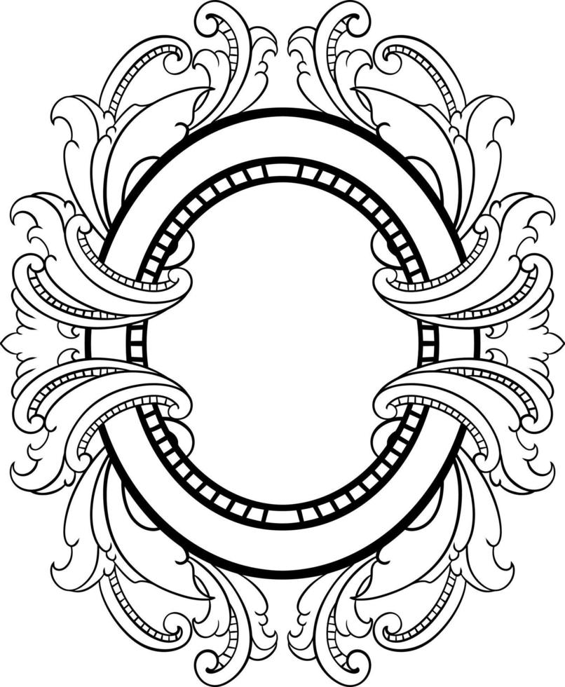 vector black and white engraved frame sketch design