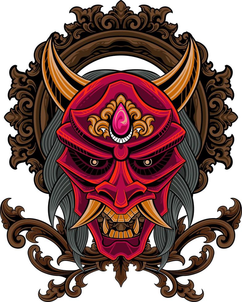 Japanese samurai shogun masks vector