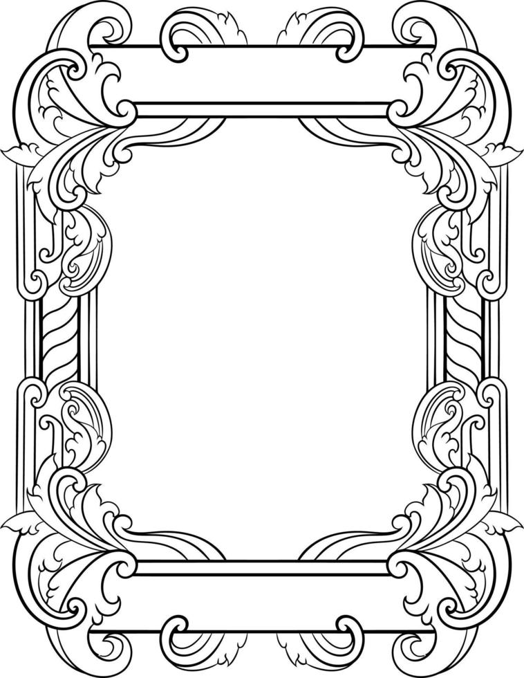 vector black and white engraved frame sketch design