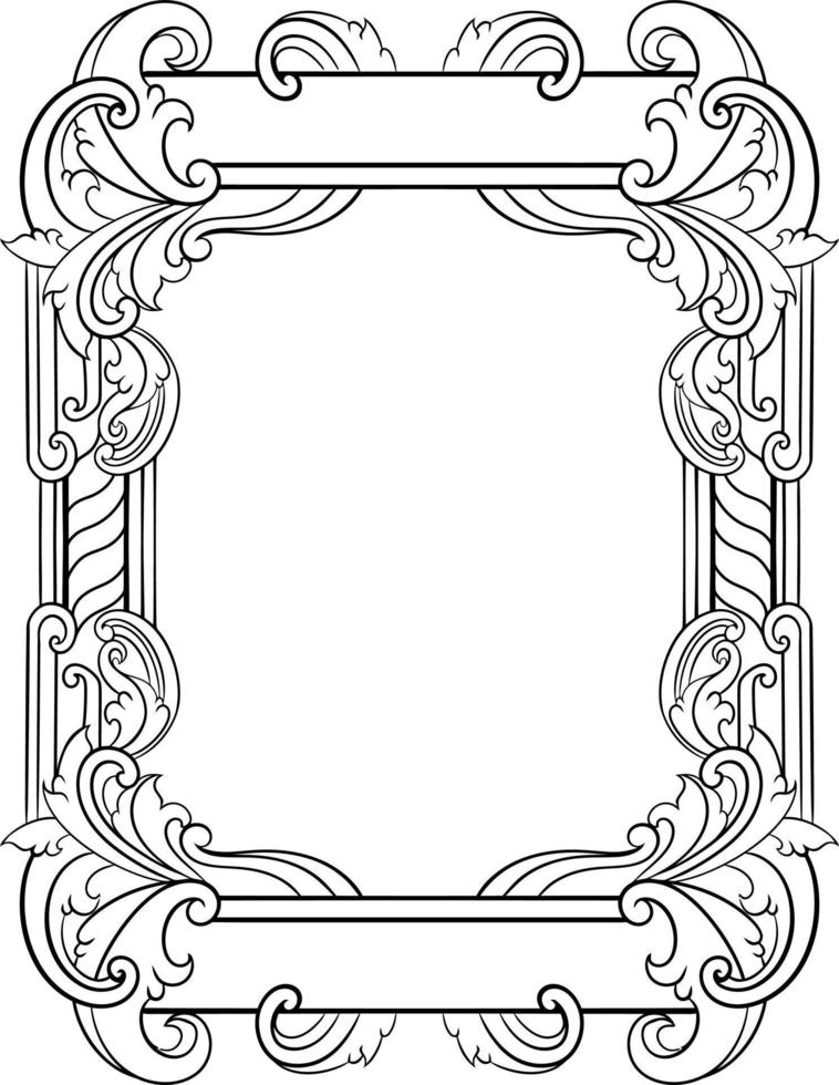 vector black and white engraved frame sketch design