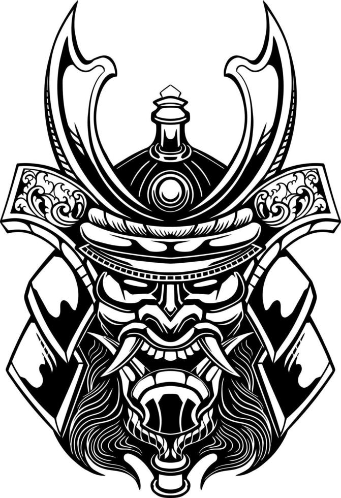 line art of yasuke shogun japan vector